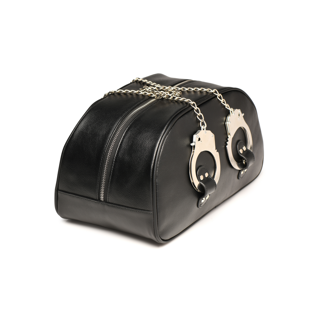 Collared Travel Bag with Handcuff Handles - Black
