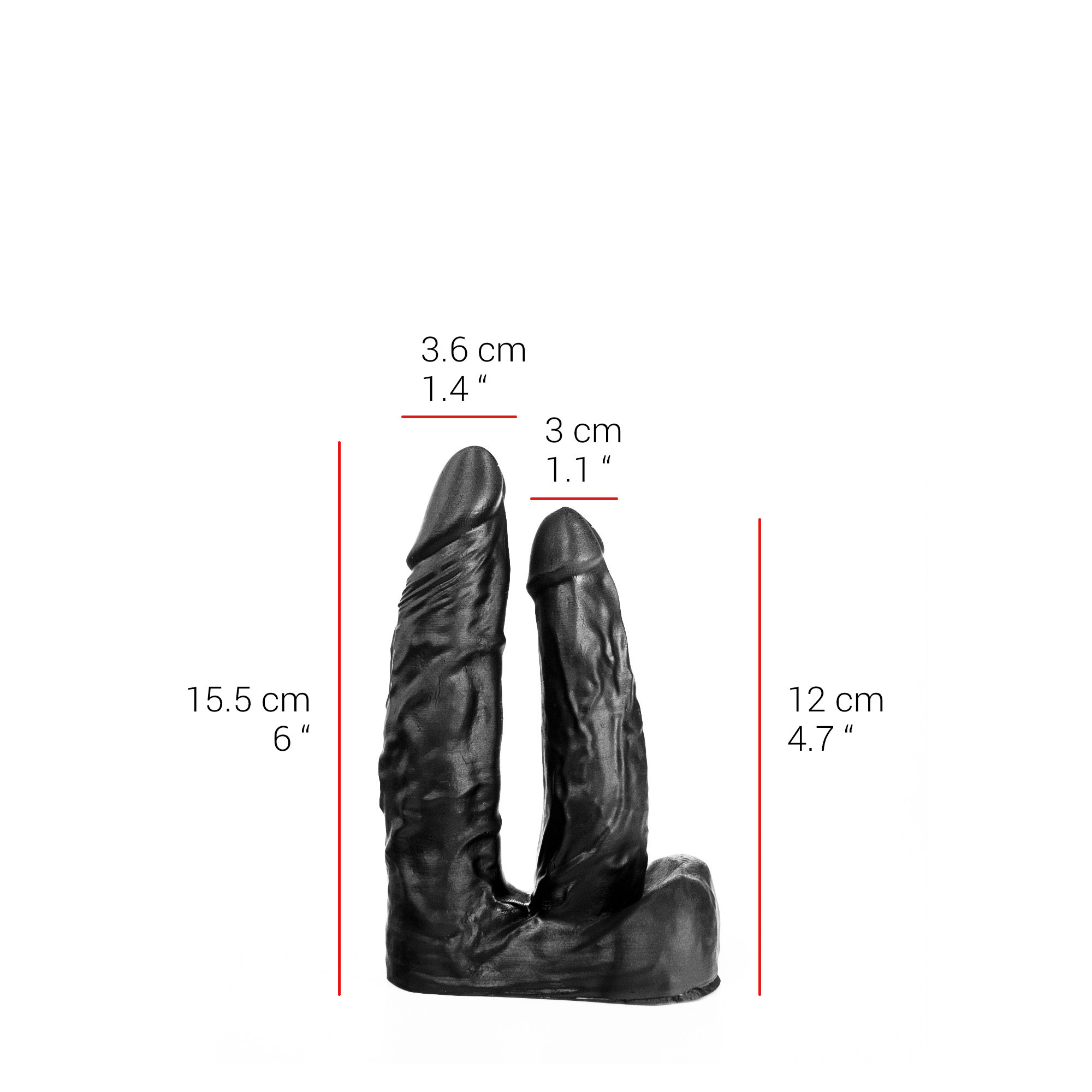 Penis-Dildo 6" Double Schwarz 15,5 cm – Realistisch & Sicher