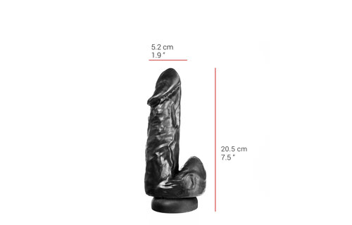 Penis Dildo 7.5" Black - Realistic 18 cm Suction Cup PVC