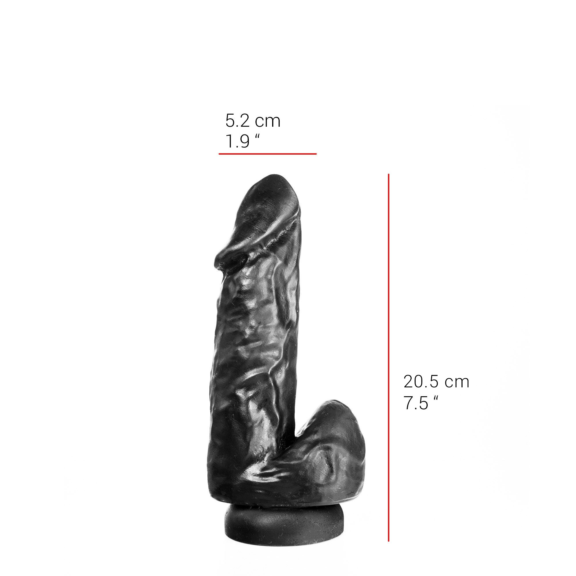 Penis Dildo 7,5" Zwart - Realistisch 18 cm Zuignap PVC