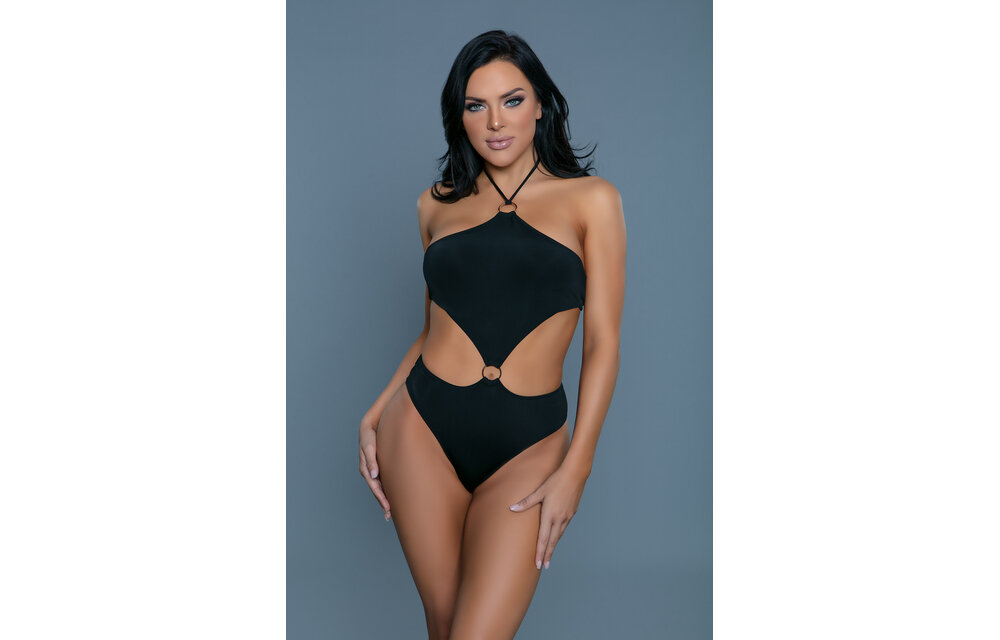 Yasmin Schwarzer Badeanzug S – Stilvoller Neckholder-Monokini