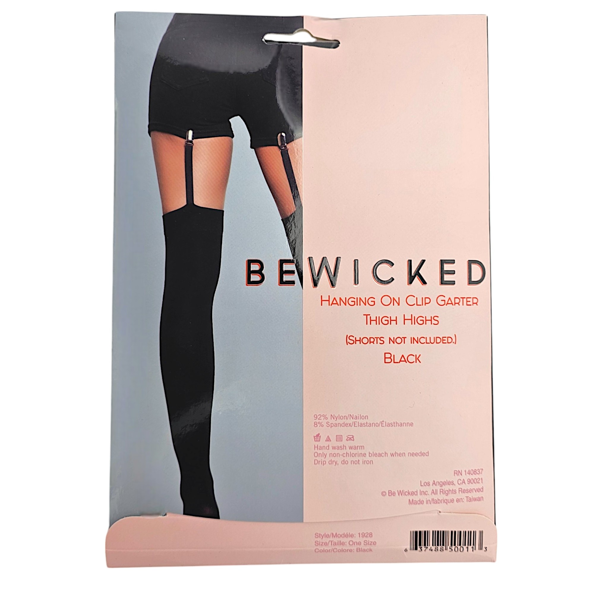 Opaque Black Thigh-High Stockings With Clip-On Suspender Belts