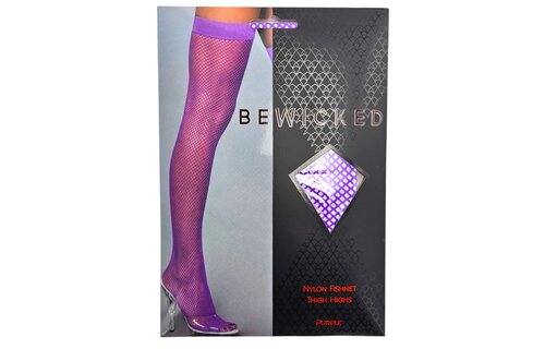 Nylon Fishnet Thigh High Stockings Purple – Sturdy Band & Style