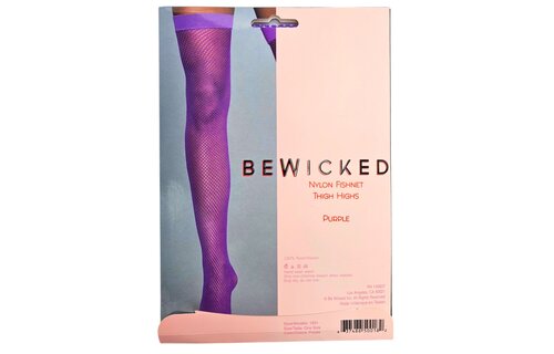 Nylon Fishnet Thigh High Stockings Purple – Sturdy Band & Style