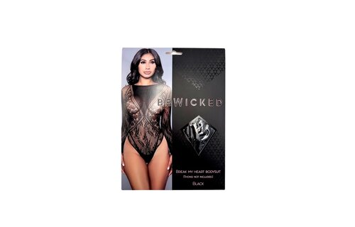 Break My Heart Bodysuit – Elegante Zwarte Kant Lingerie