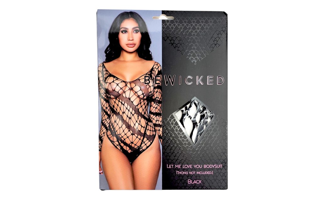 Web of Love Bodysuit - Black Off-Shoulder Long Sleeves