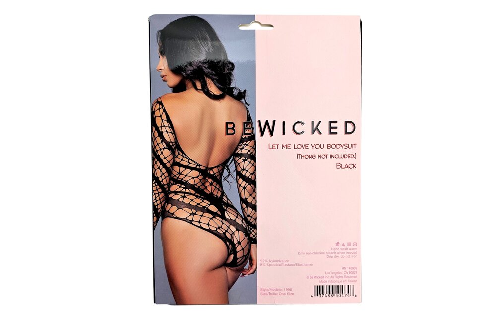 Web of Love Bodysuit - Black Off-Shoulder Long Sleeves