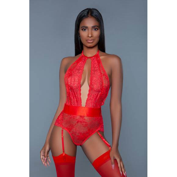 Ophelia Bodysuit Rd Satin – Luxuriös & Verführerisch Strumpfhalter