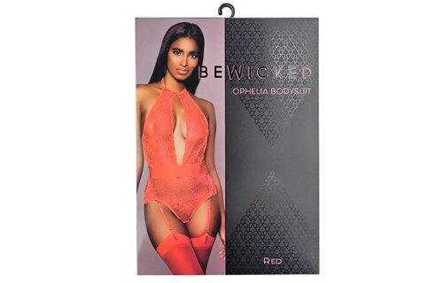 Ophelia Bodysuit Rd/L Rood | Luxe Satijn & Afneembare Jarretels