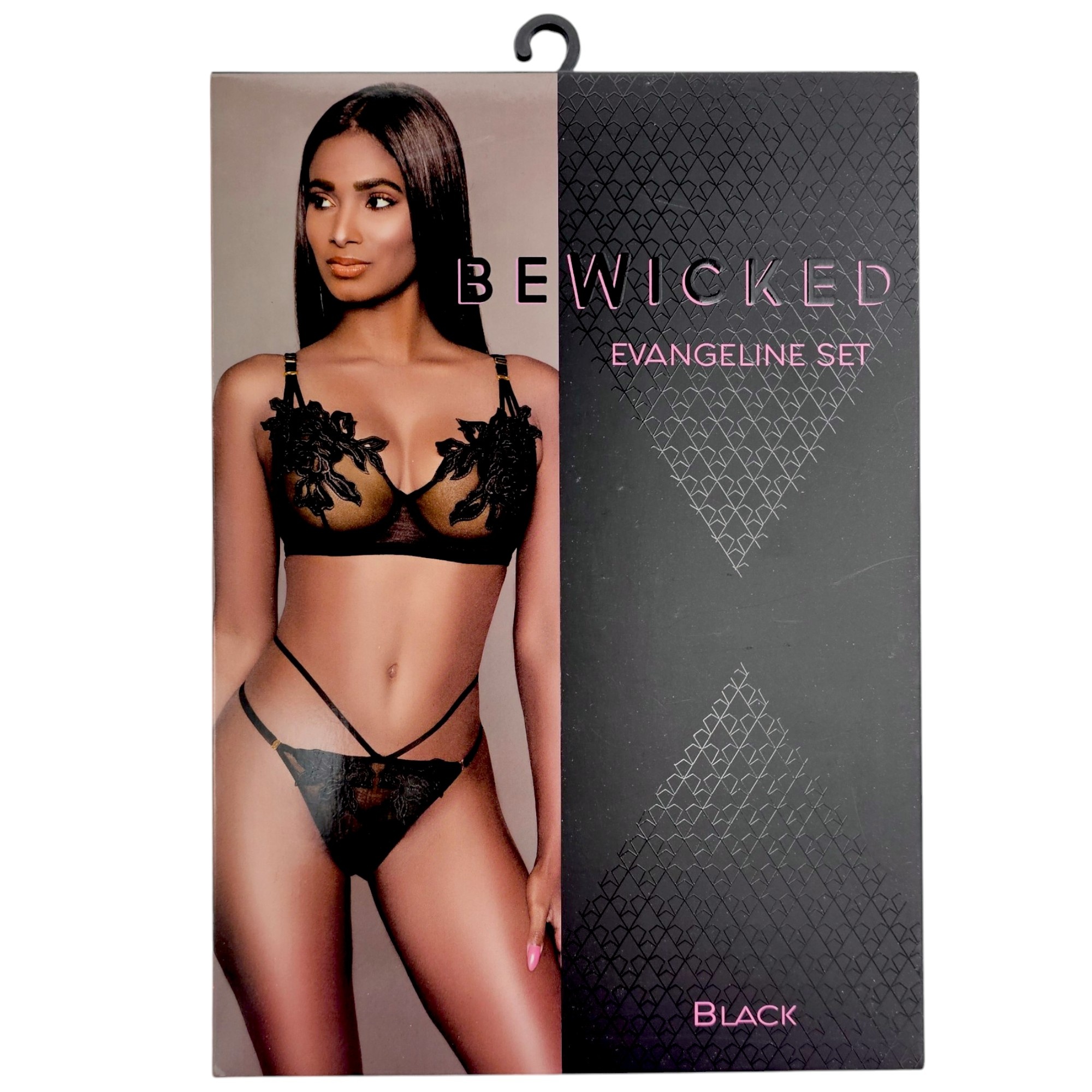 Evangeline Dessous-Set Schwarz L/Xl | Elegante Mesh & Blumen