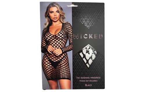 Bewicked Reigning Mini Dress – Black, Openwork & Edgy