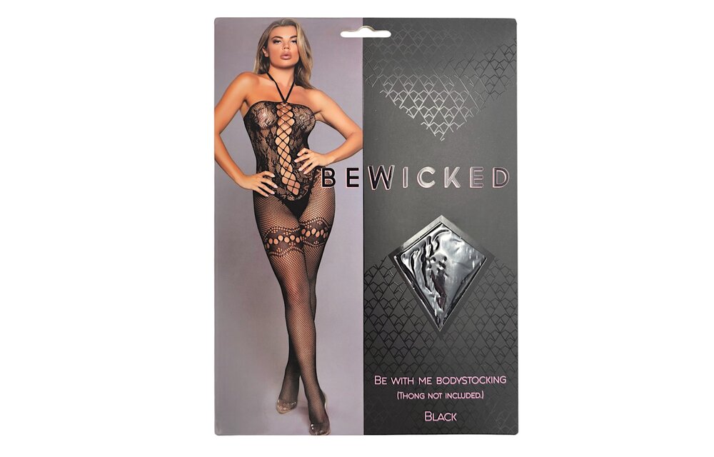 Be With Me Bodystocking Zwart - Verleidelijke Kant & Visnet