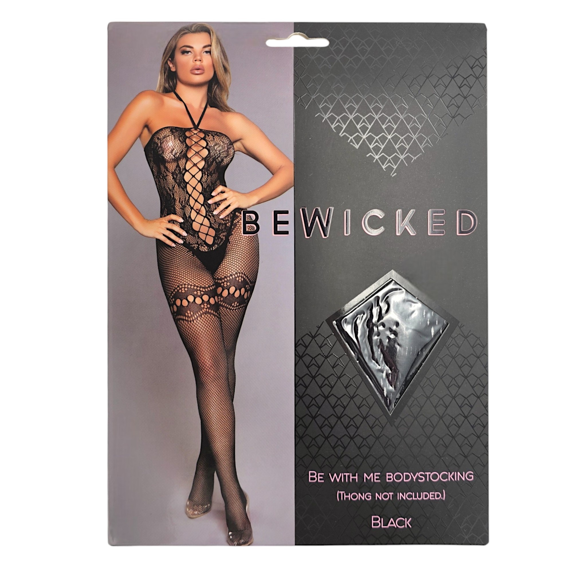 Be With Me Bodystocking Zwart - Verleidelijke Kant & Visnet