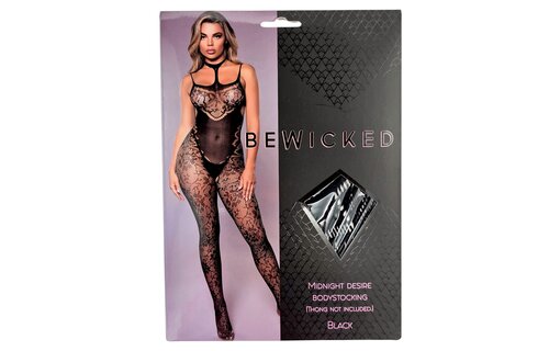 Midnight Desire Bodystocking Black - Seductive Floral Lace