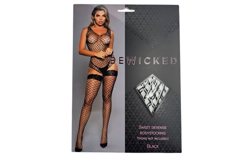Sweet Revenge Bodystocking Zwart & Regenboog Visnet Set