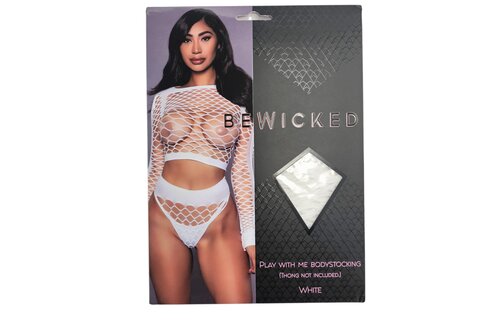 Play With Me Bodystocking Wit – Sexy Visnet & Braziliaans