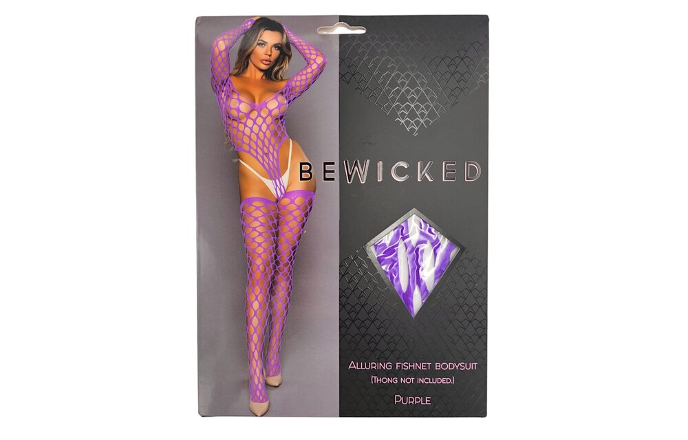 Visnet Bodysuit & Kousen Set Paars - Verleidelijke Stijl