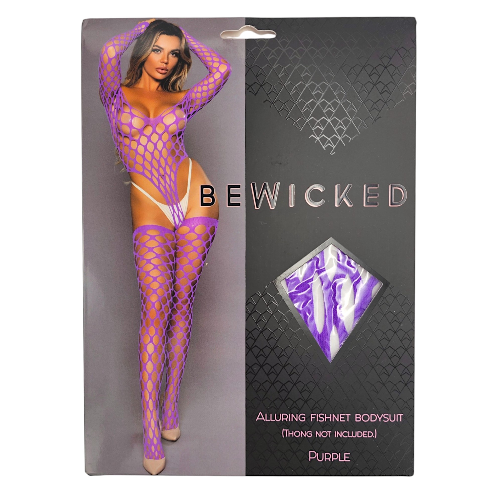 Visnet Bodysuit & Kousen Set Paars - Verleidelijke Stijl