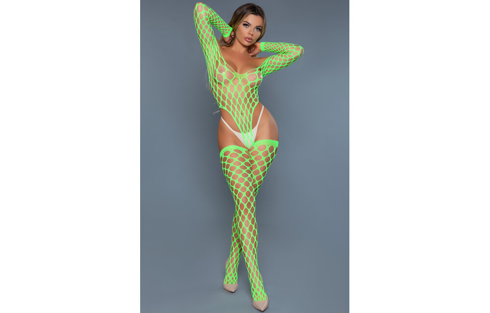 Netzbodysuit & Strümpfe Grün – Elegant & Verführerisch
