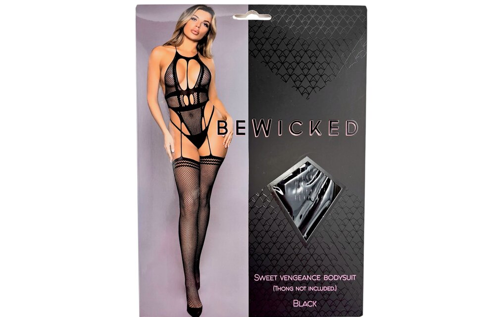 Sweet Vengeance Bodysuit Schwarz | Sexy Mesh & Strumpfhalter