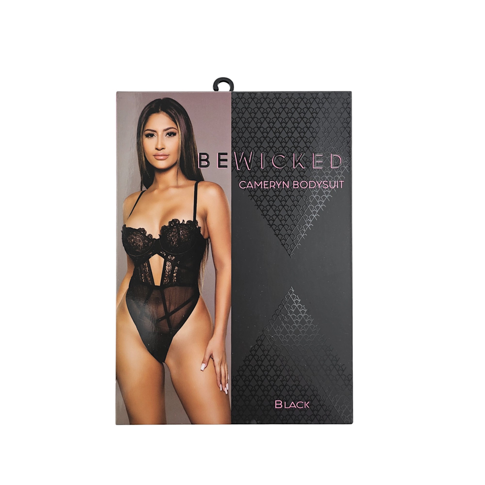 Eleganter schwarzer Spitzenbodysuit mit Mesh – Cameryn S