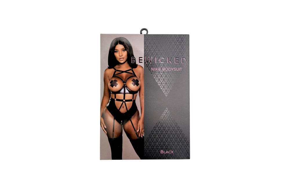 Nixie Bodysuit Blk L | Schickes schwarzes Kunstleder mit Mesh