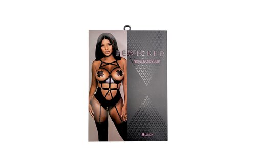 Nixie Bodysuit Blk L | Schickes schwarzes Kunstleder mit Mesh