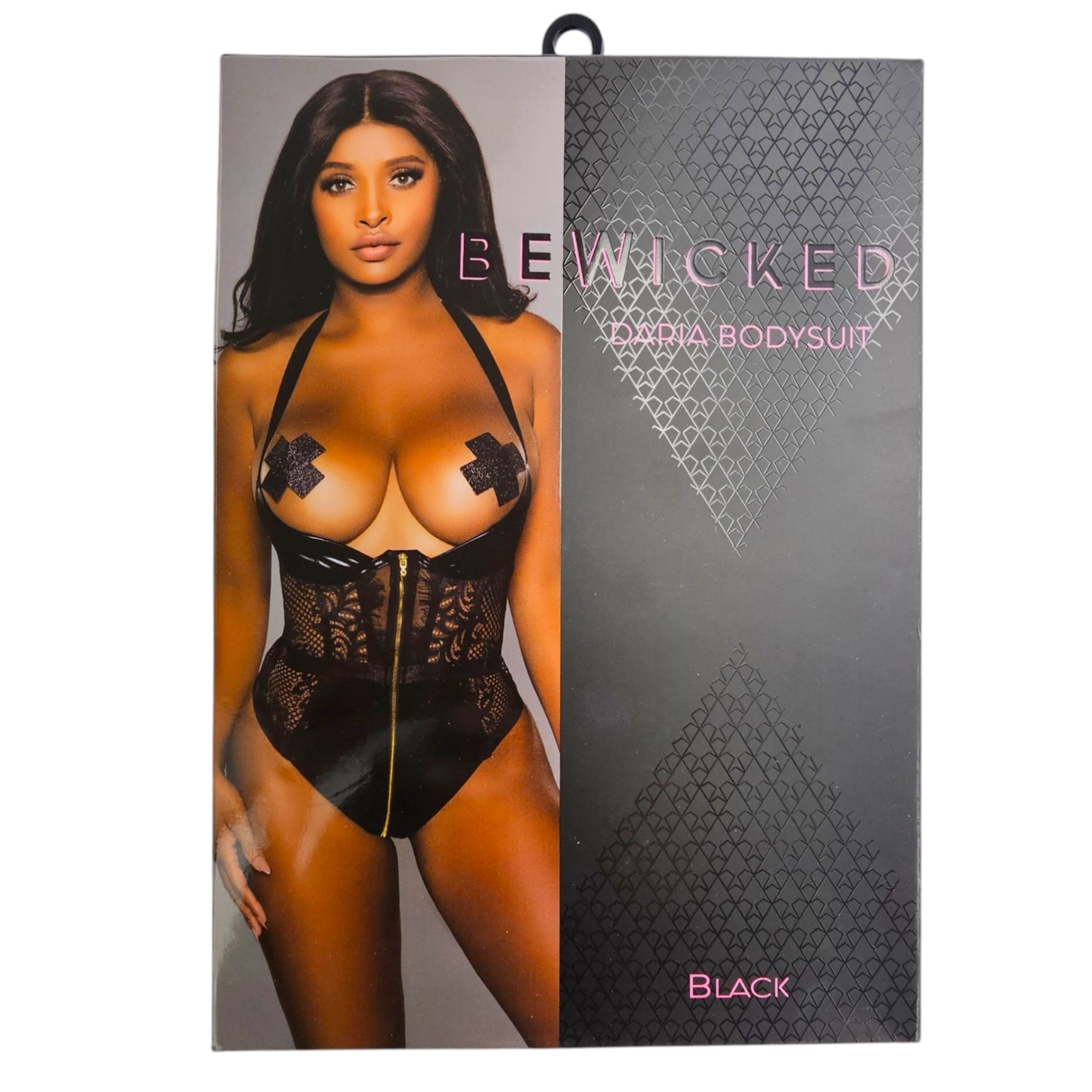 Daria Bodysuit Blk – Spitzen-Wetlook-Bodysuit Kunstleder