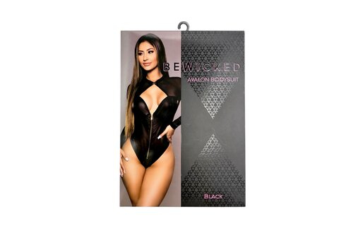 Avalon Bodysuit Zwart | Sexy Imitatieleren Mesh Top