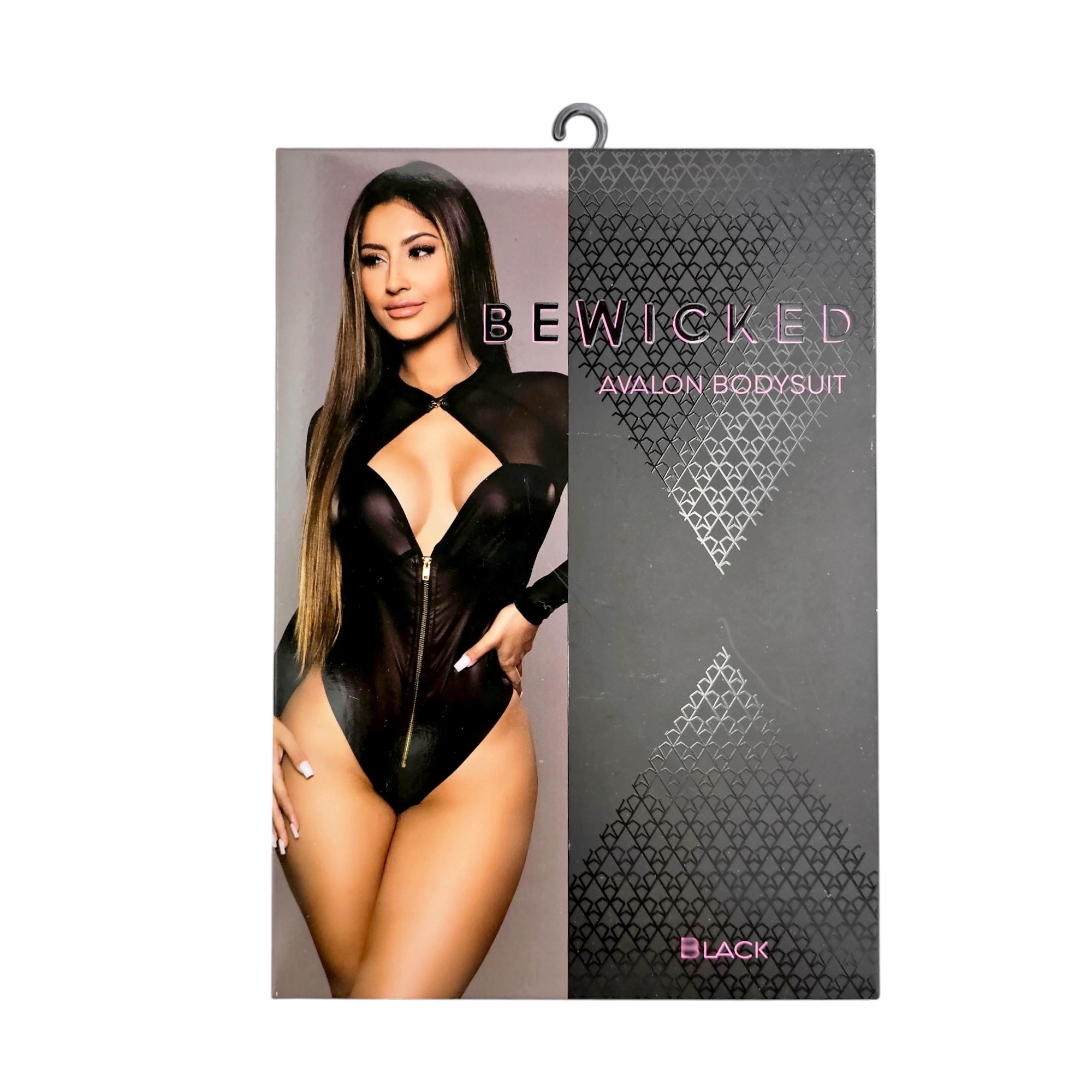 Avalon Bodysuit Zwart | Sexy Imitatieleren Mesh Top