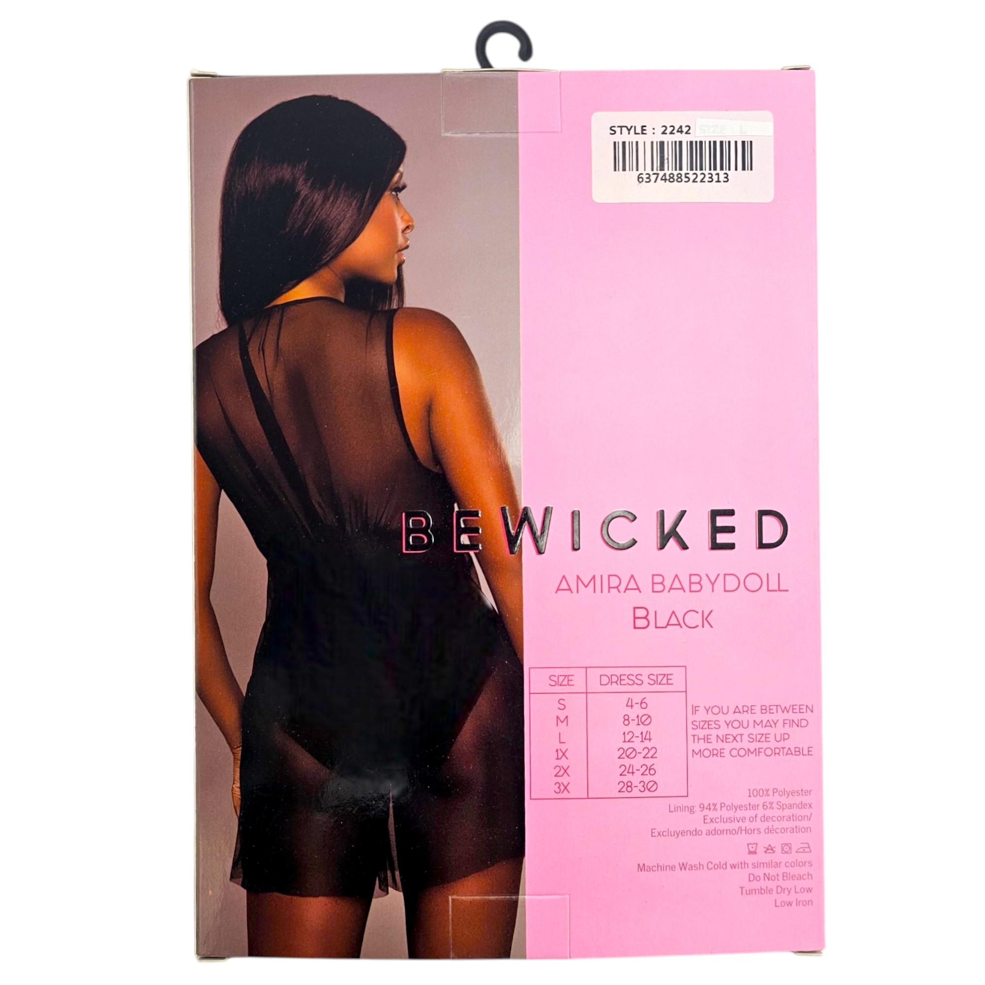 Amira Babydoll Black M – Seductive & Comfortable Mesh