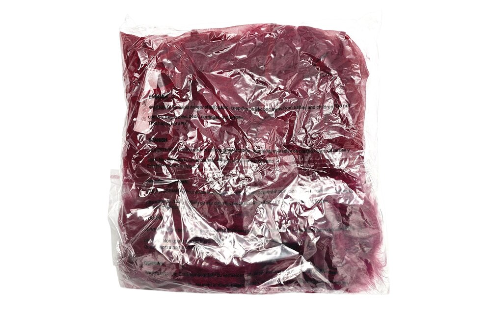 Schicker kurzer Chiffon-Kimono Burgunderrot mit Kunstfell | Bewicked