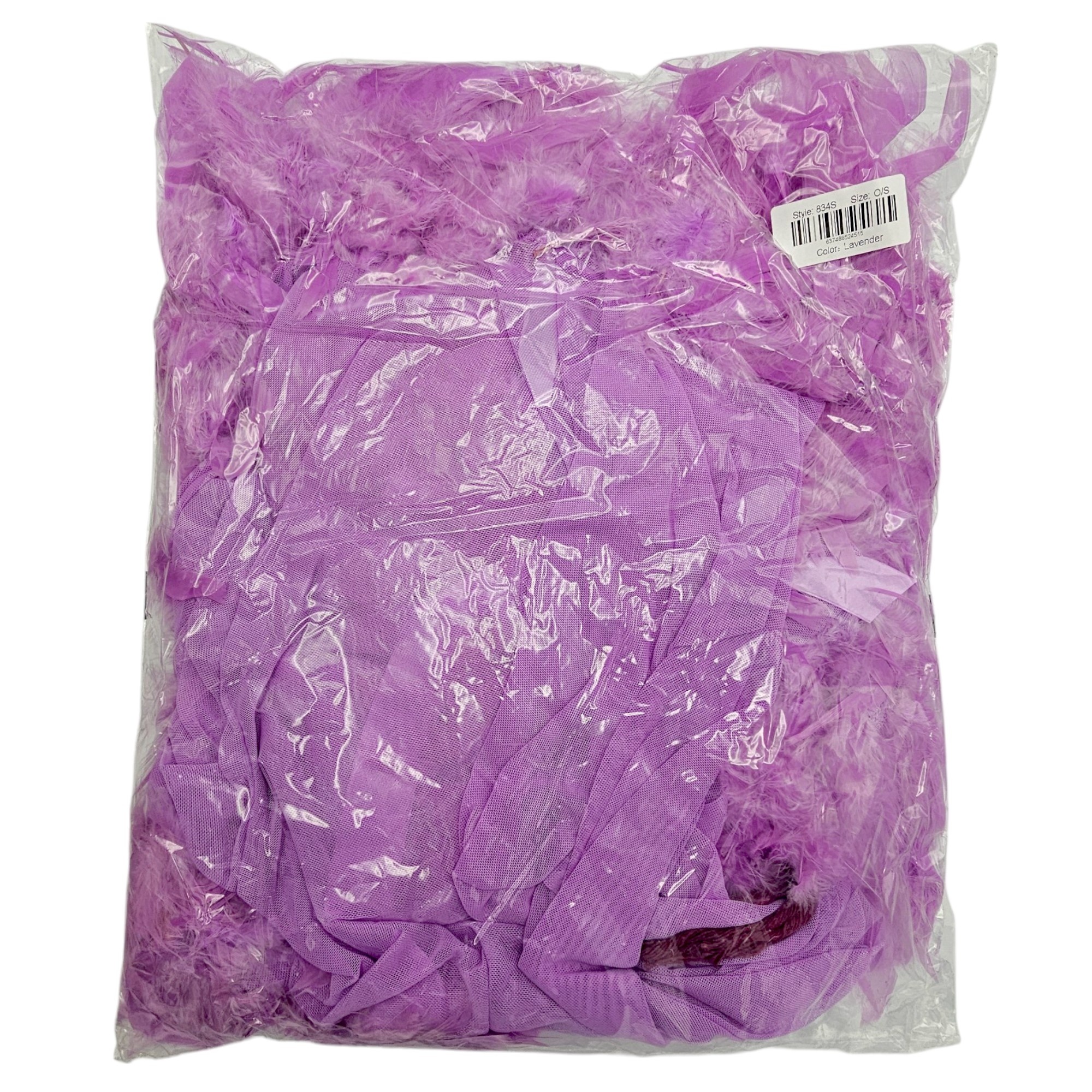 Lux Robe Lav – Short Chiffon Kimono With Feather Boa Lilla