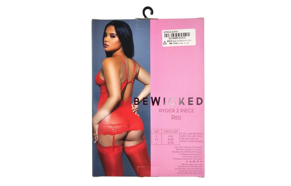 Ryder 2-Piece Lace Chemise Set Red With Polka Dots & Flowers