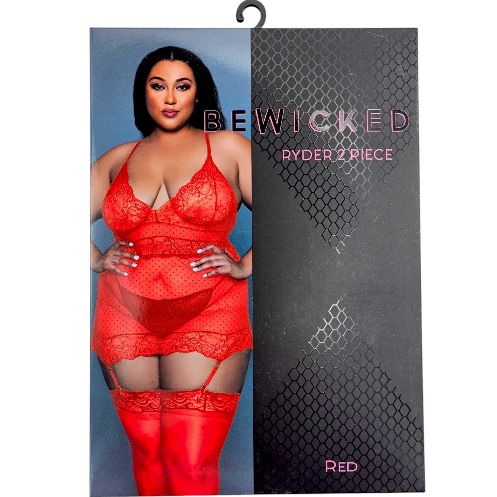 Ryder Red Lace Chemise Set with Polka Dots & Suspender Belts