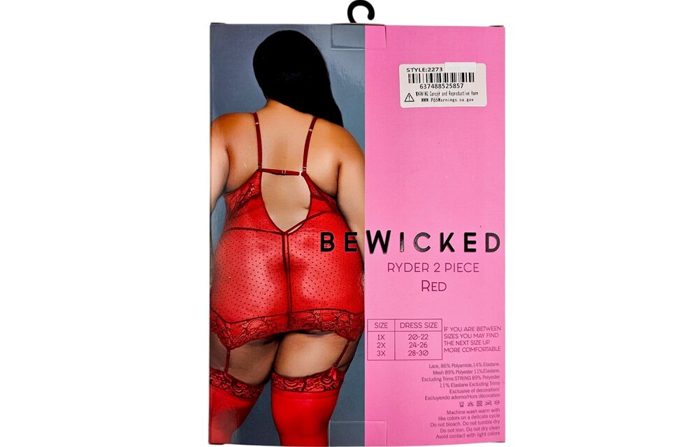 Ryder Red Lace Chemise Set with Polka Dots & Suspender Belts