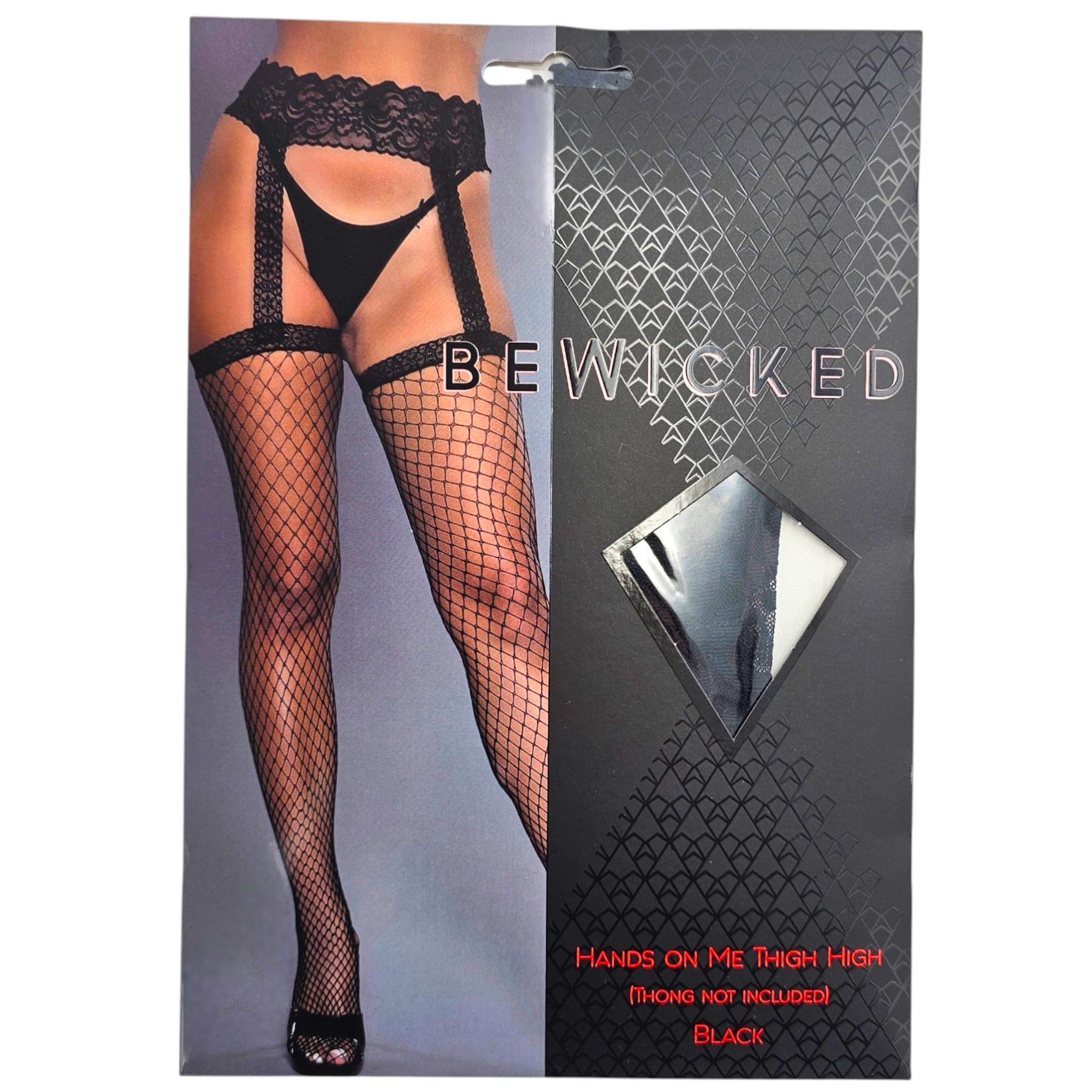 Hands On Me Black Lace Thigh Highs With Suspender Straps