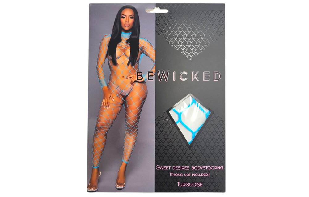 Sweet Desires Bodystocking Turquoise | Seductive Fishnet Set