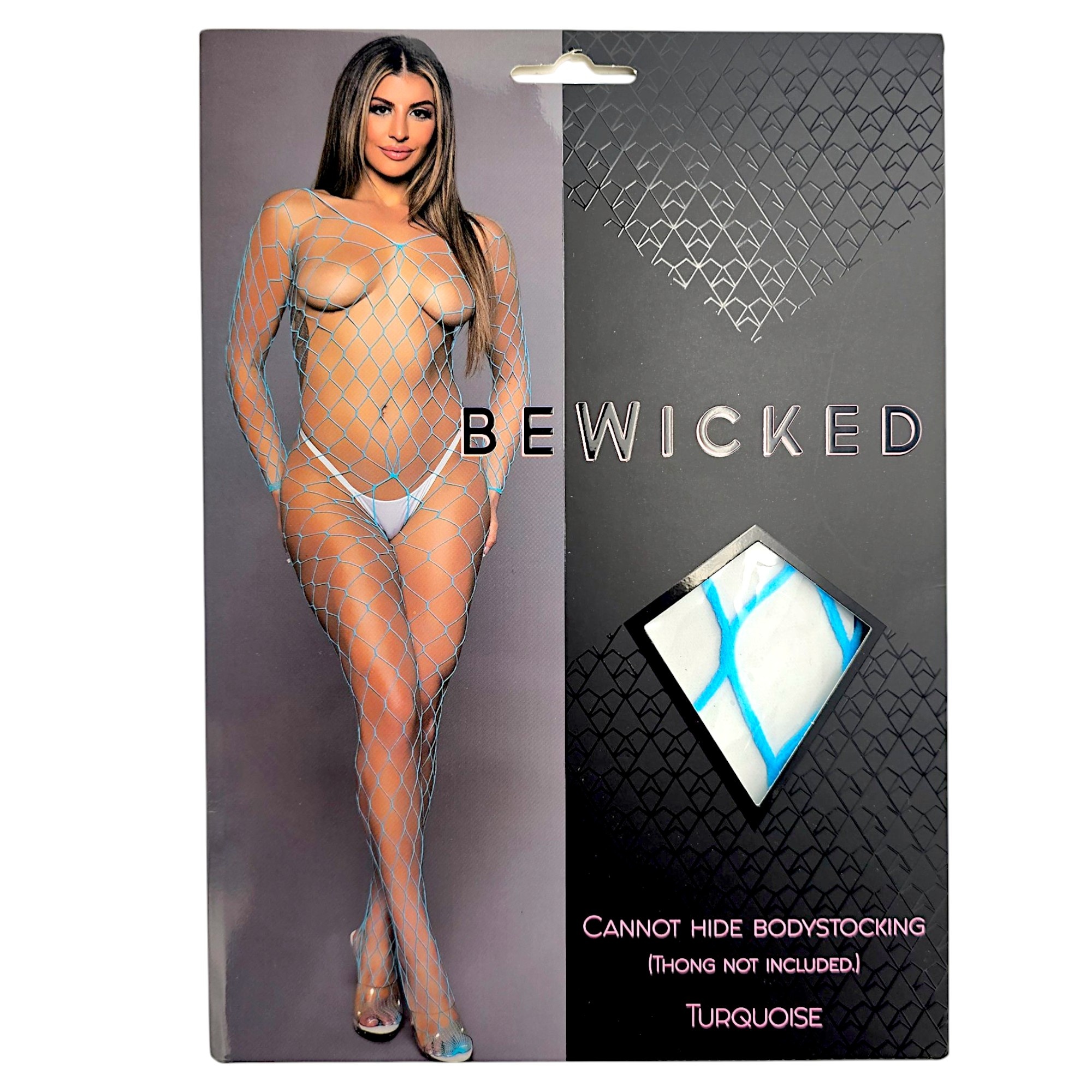 Sensual Bodystocking Fishnet V-Neck Turquoise | Bewicked