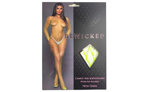Brede Visnet Bodystocking Groen Met V-Hals – Bewicked Stijl