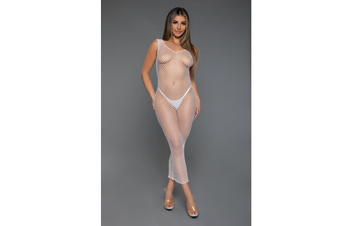Unleash Me Dress Weiß – Sexy Netz-Maxikleid
