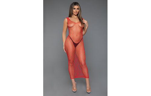 Unleash Me Dress Rot – Sexy Fischnetz-Maxi-Bodycon-Kleid