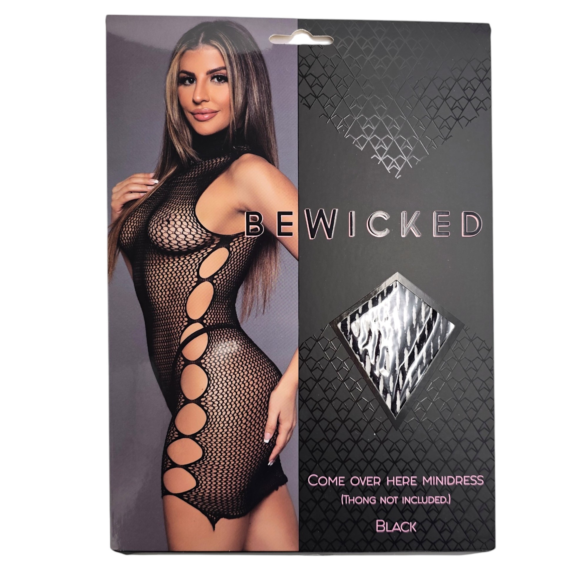 Come Over Here Mini Dress Zwart | Sexy Opengebreide Jurk