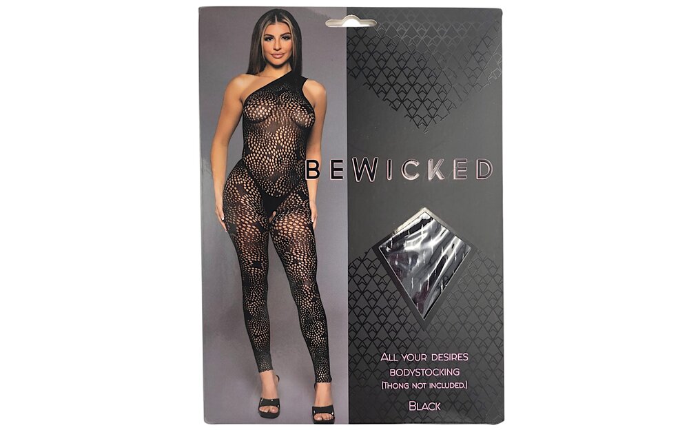 Verleidelijke Zwarte Asymmetrische Bodystocking | One Size