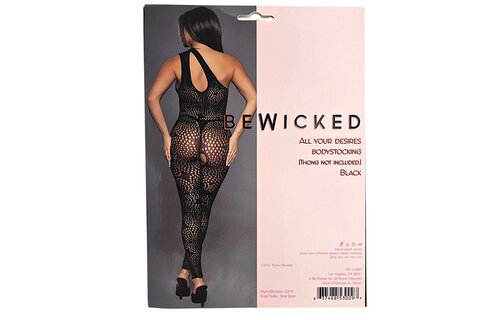 Seductive Black Asymmetrical Bodystocking | One Size