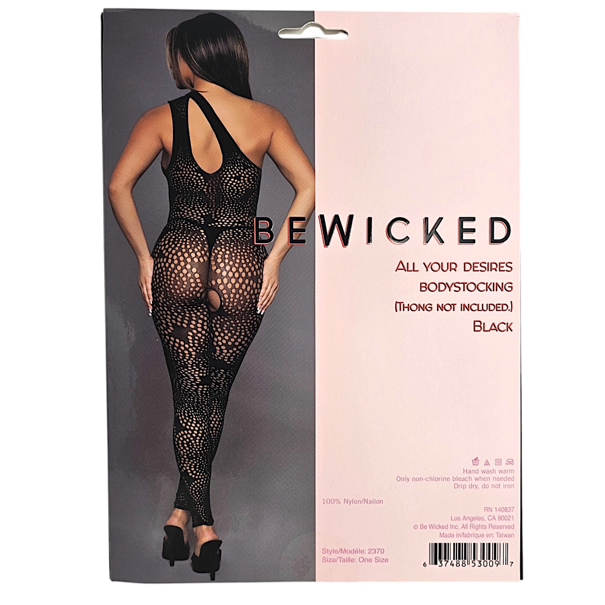 Seductive Black Asymmetrical Bodystocking | One Size