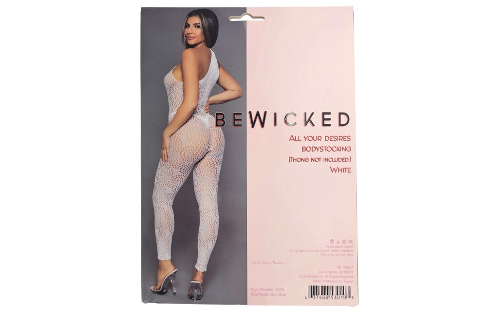 Verführerischer weißer Bodystocking asymmetrisch & abstrakt – Bewicked