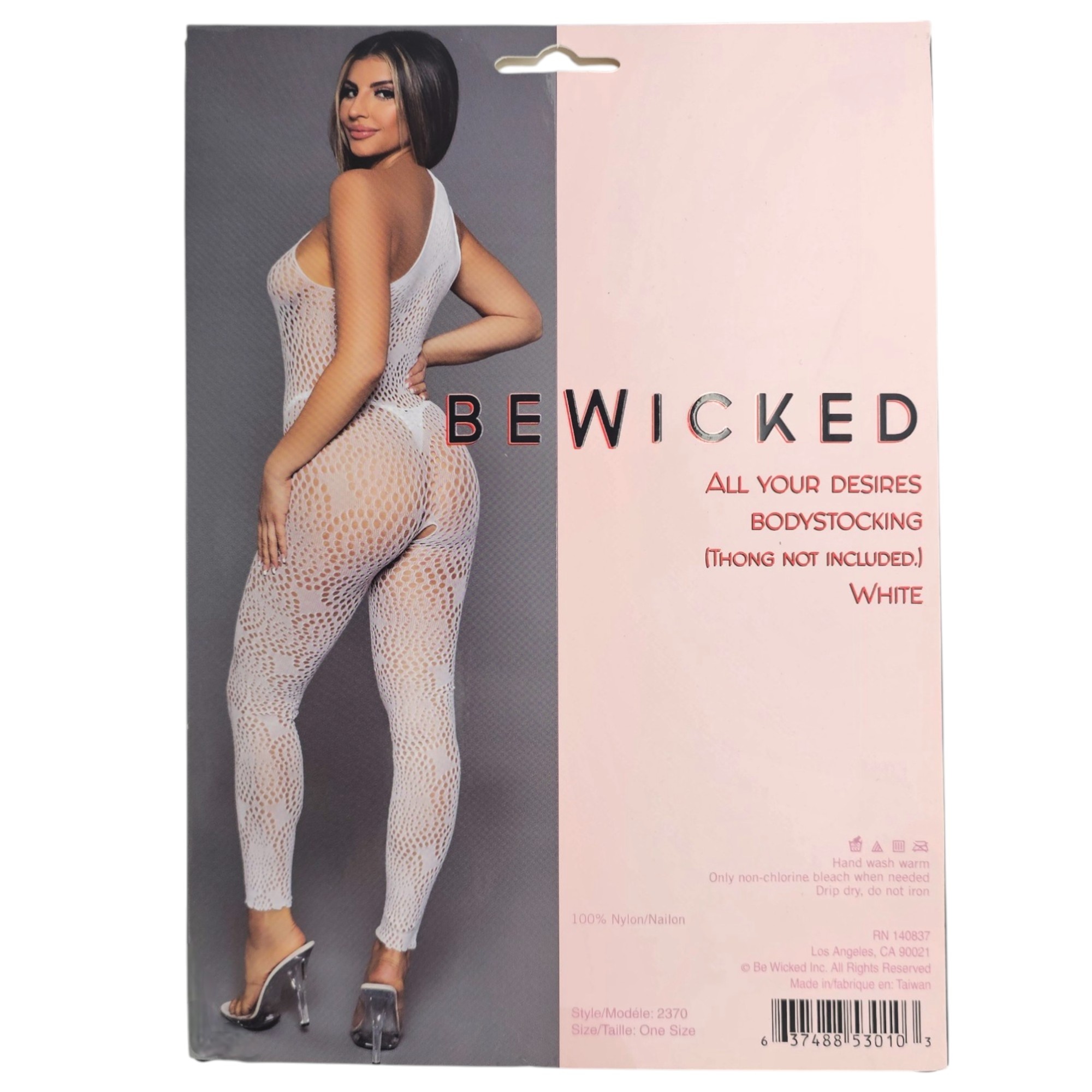 Verleidelijke Witte Bodystocking Asymmetrisch & Abstract - Bewicked