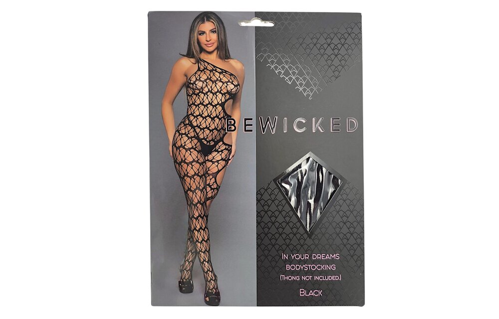 In Your Dreams Bodystocking Zwart - One-Shoulder & Sensueel