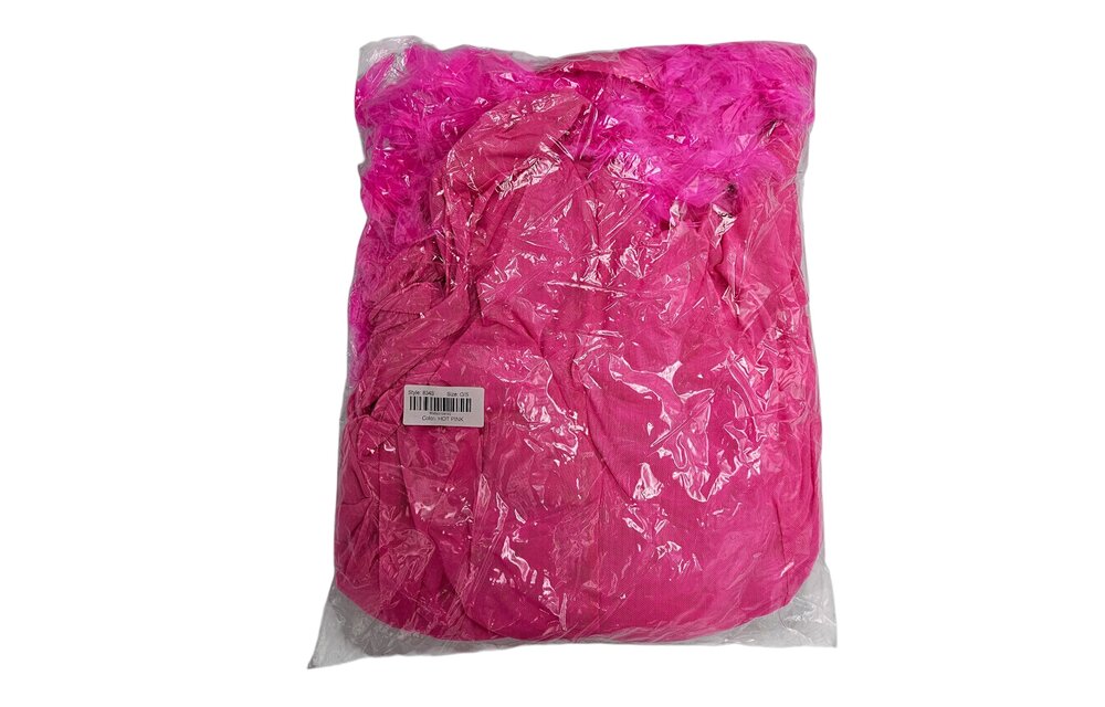 Luxuriöser rosa kurzer Chiffon-Kimono mit Federboa | Bewicked